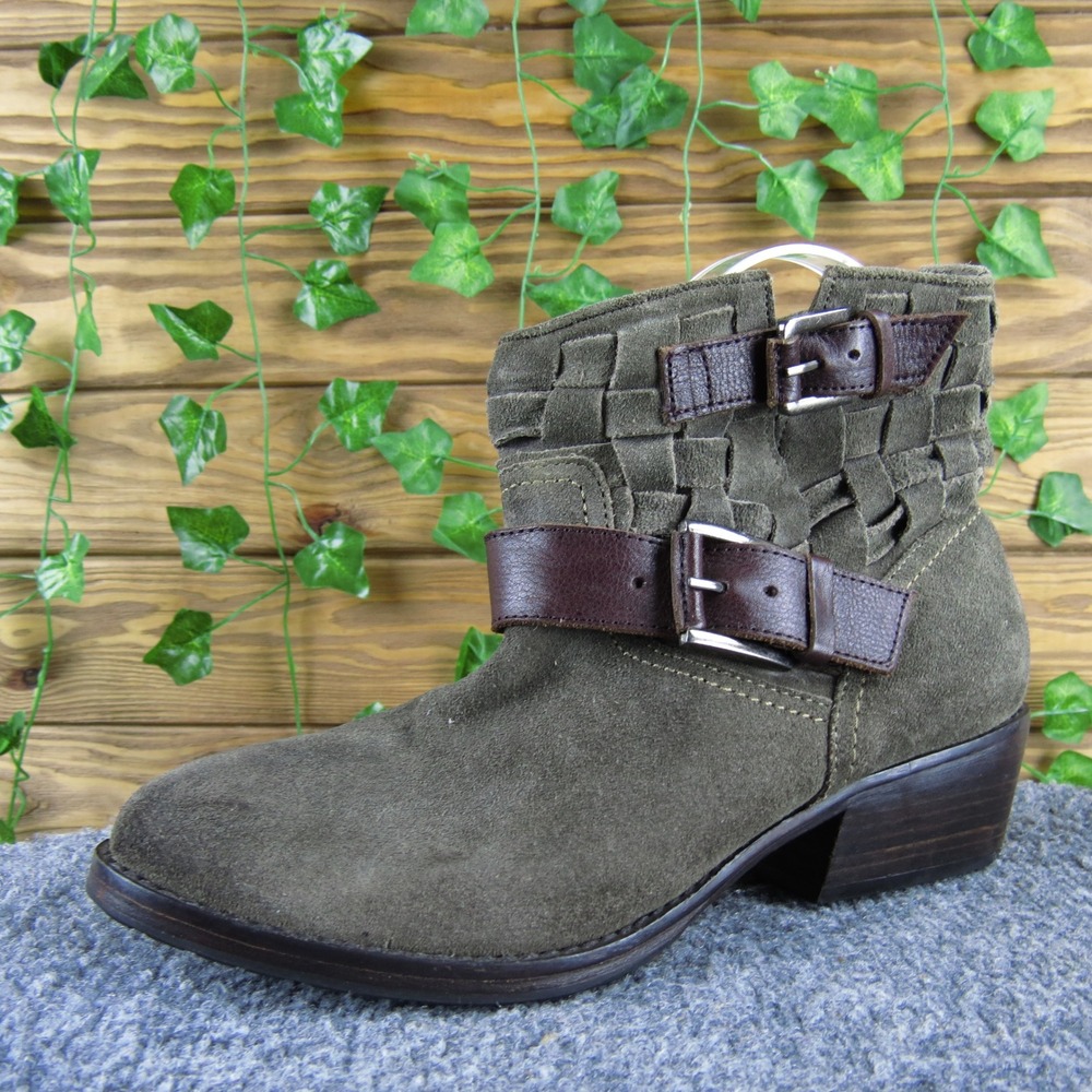 Adam Tucker Me Too Sugar Women‎ 7.5 Brown Suede Leather Buckle Ankle Boots